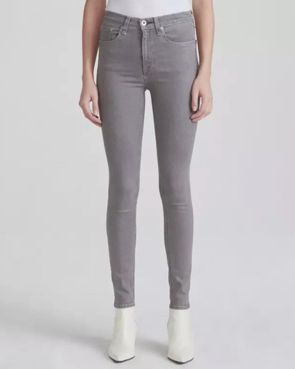 Rag & Bone The High Rise Skinny Jean Coated Rin Gray Stretch Classic 5-Pocket 26